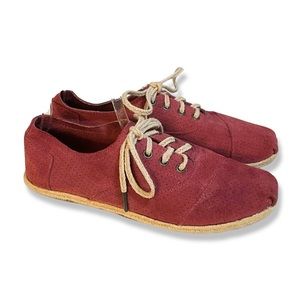TOMS Espadrilles Lace-Up Suede Sneakers Maroon Burgundy Women's Shoe 8.5